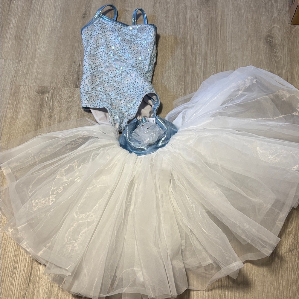 Jazzamatazz White and Blue Kids Dance Costume